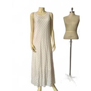 NEW MARIA PAVAN women's textured long dress in off white